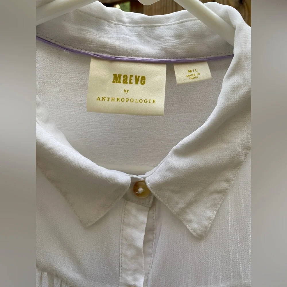 Anthropologie Maeve Portia Floral SemiSheer Blouse Size M/L - Picture 3 of 7